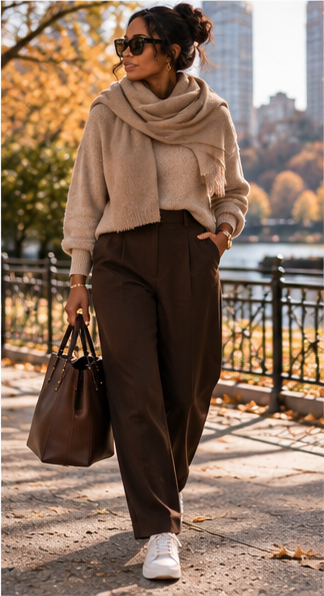 Vintage inspired outfit finished with a modern bag shoes and accessories